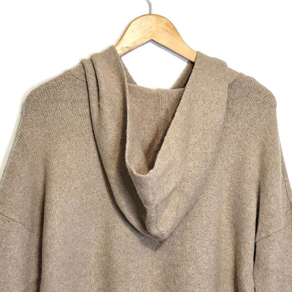 Theory Alpaca Blend Hooded Kangaroo Pocket Relaxed Fit Tan Sweater Size M - Picture 8 of 12